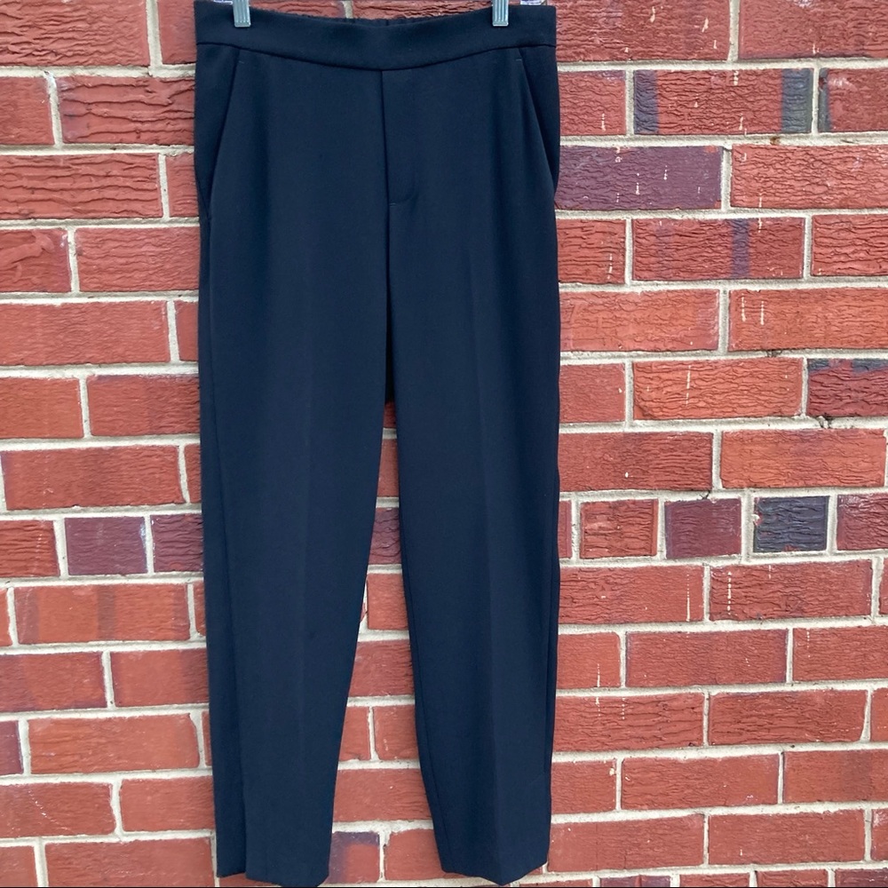 Vince womens pull on elastic waist black dress pants flat front size small